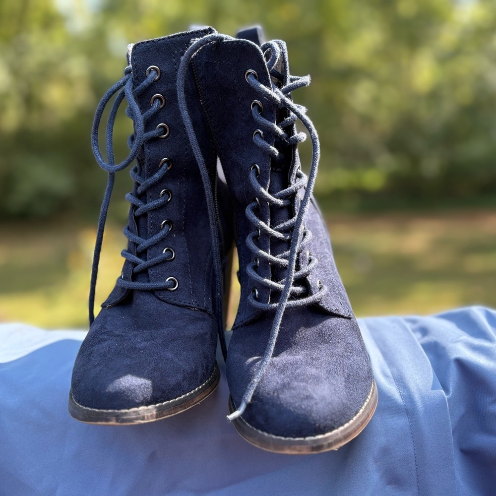Candie's Navy Lace-Up Boots for Women